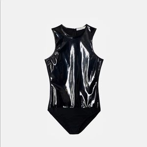 Tibi patent bodysuit new with tags